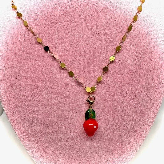 Collier Pendentif Fraise En Acier Inoxydable