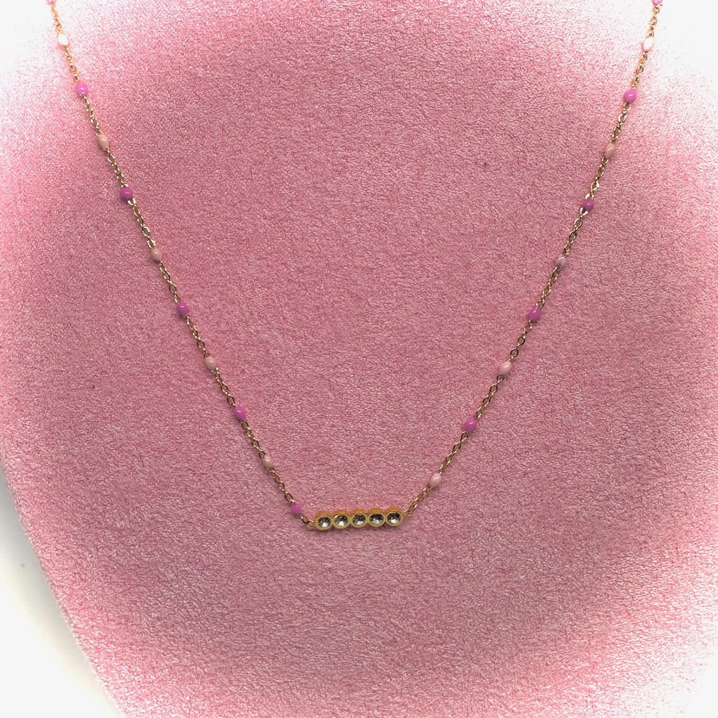 Collier Perles Roses Ligne Diam's