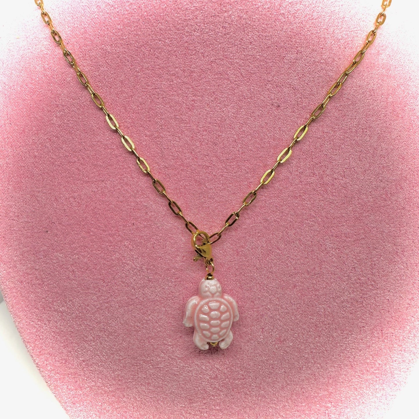 Collier Pendentif Tortue Rose En Acier Inoxydable