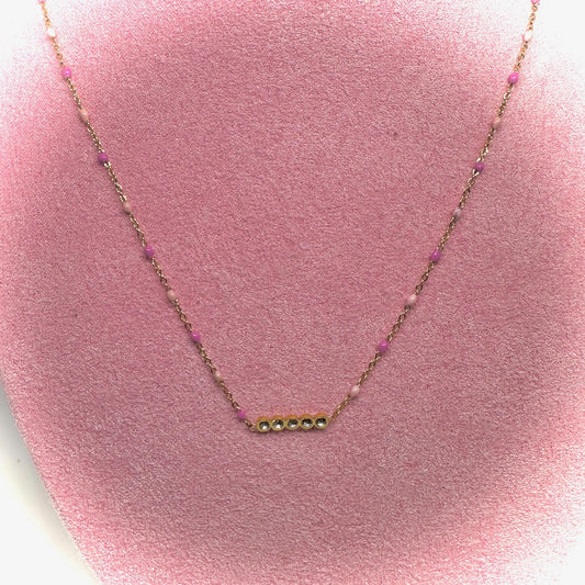 Collier Perles Roses Ligne Diam's